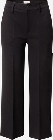 Cartoon Regular Trousers with creases in Black: front