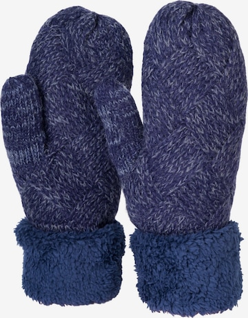 styleBREAKER Fäustlinge 'Strickhandschuhe Fäustlinge mit Rauten Muster und Fleece' in Blau: Vorderseite