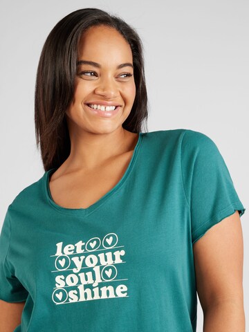 Tricou 'QUOTE' de la ONLY Carmakoma pe verde