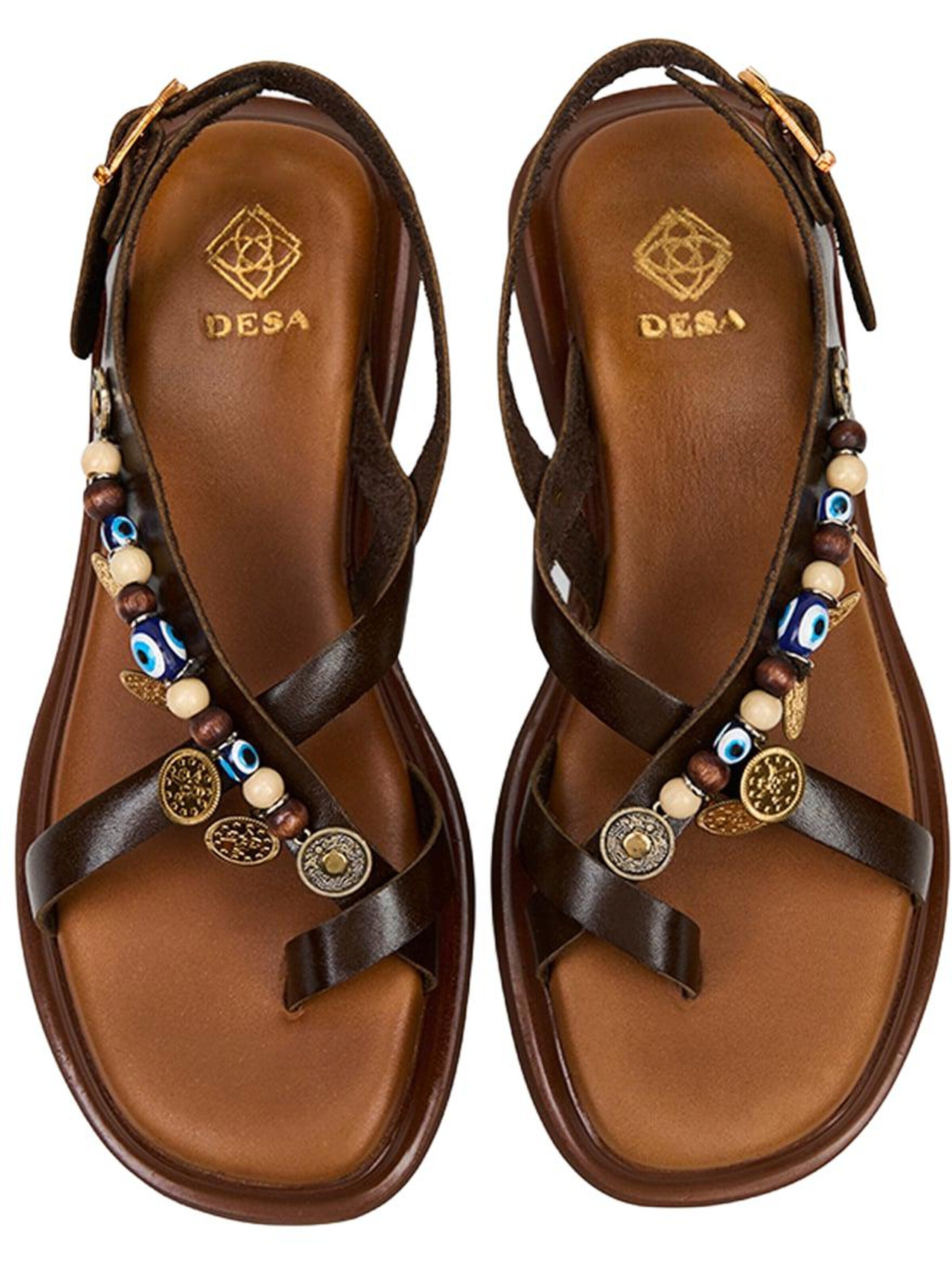 Desa Sandals 'Zehenstegsandalen' in Brown