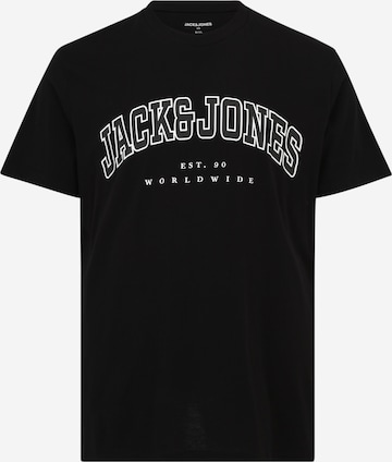 Jack & Jones Plus - Camiseta 'JJECALEB' en negro: frente