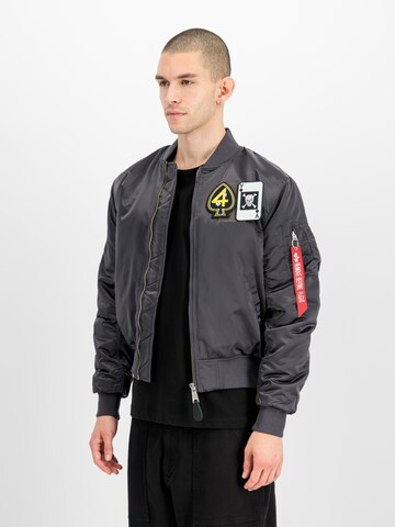 ALPHA INDUSTRIES Between-Season Jacket 'MA-1 Black Devils' in Grey: front
