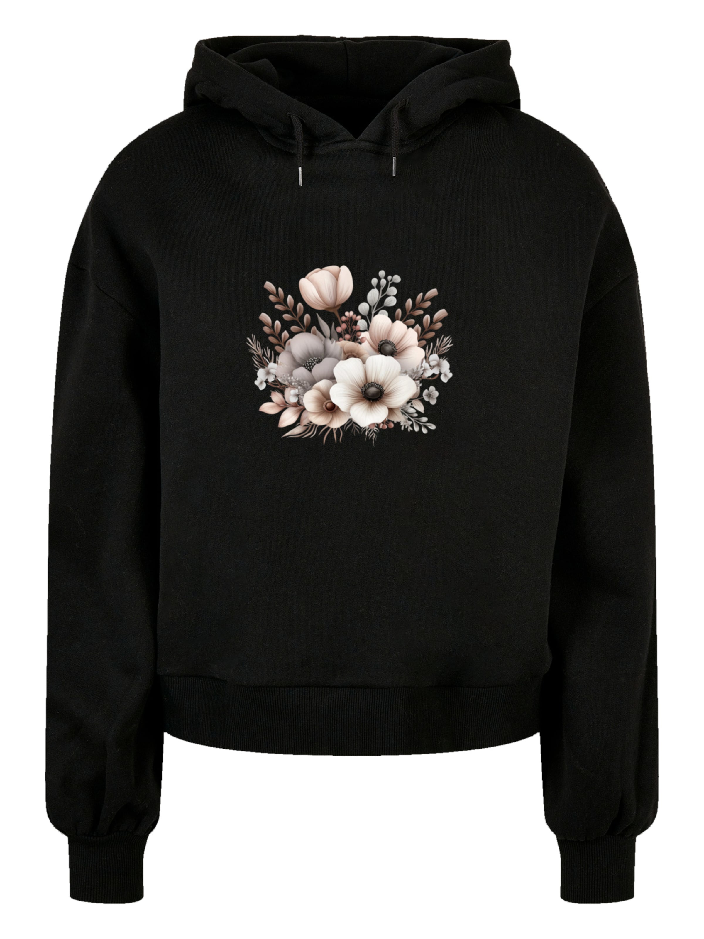 F4NT4STIC Sweatshirt 'Blumenstrauß Boho' in Schwarz: Vorderseite