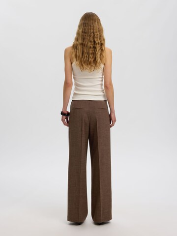 SELECTED Wide leg Pleated Pants in Brown