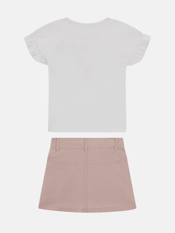 Set 'GUESS KIDS SET SS T-SHIRT+TWILL SKIRT Completi' GUESS KIDS en blanc