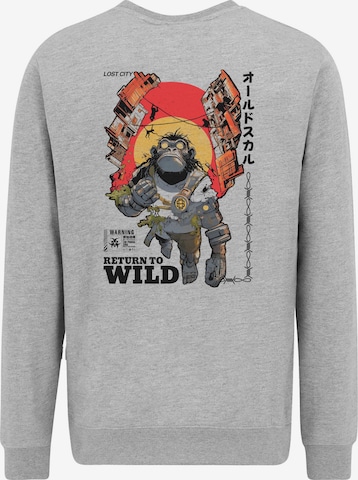 Oldskull Sweatshirt 'Wrldvibe Return to Wild Graphic' in Grijs: voorkant