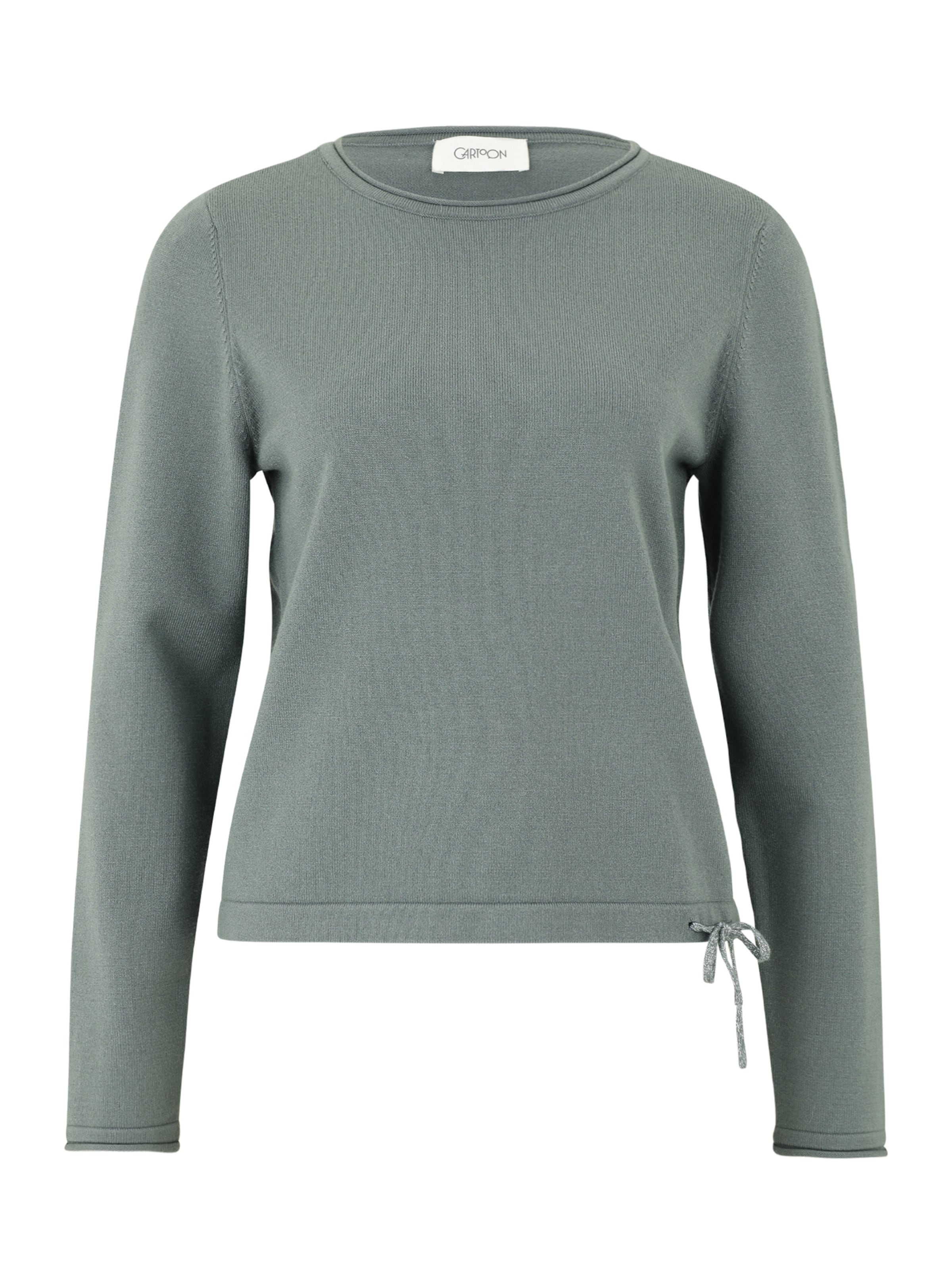 Cartoon Strickpullover mit Rundhalsausschnitt in Grau: Vorderseite