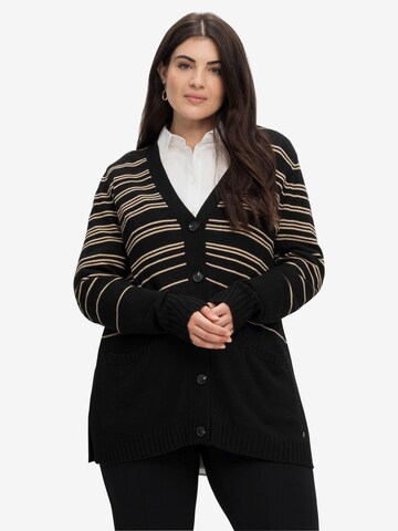 SHEEGO Knit Cardigan in Black: front