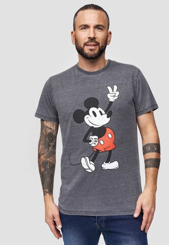 Recovered Shirt 'Disney Mickey Peace Pose' in Grey: front