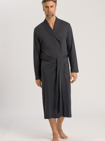 Hanro Long Bathrobe ' Night & Day ' in Black: front