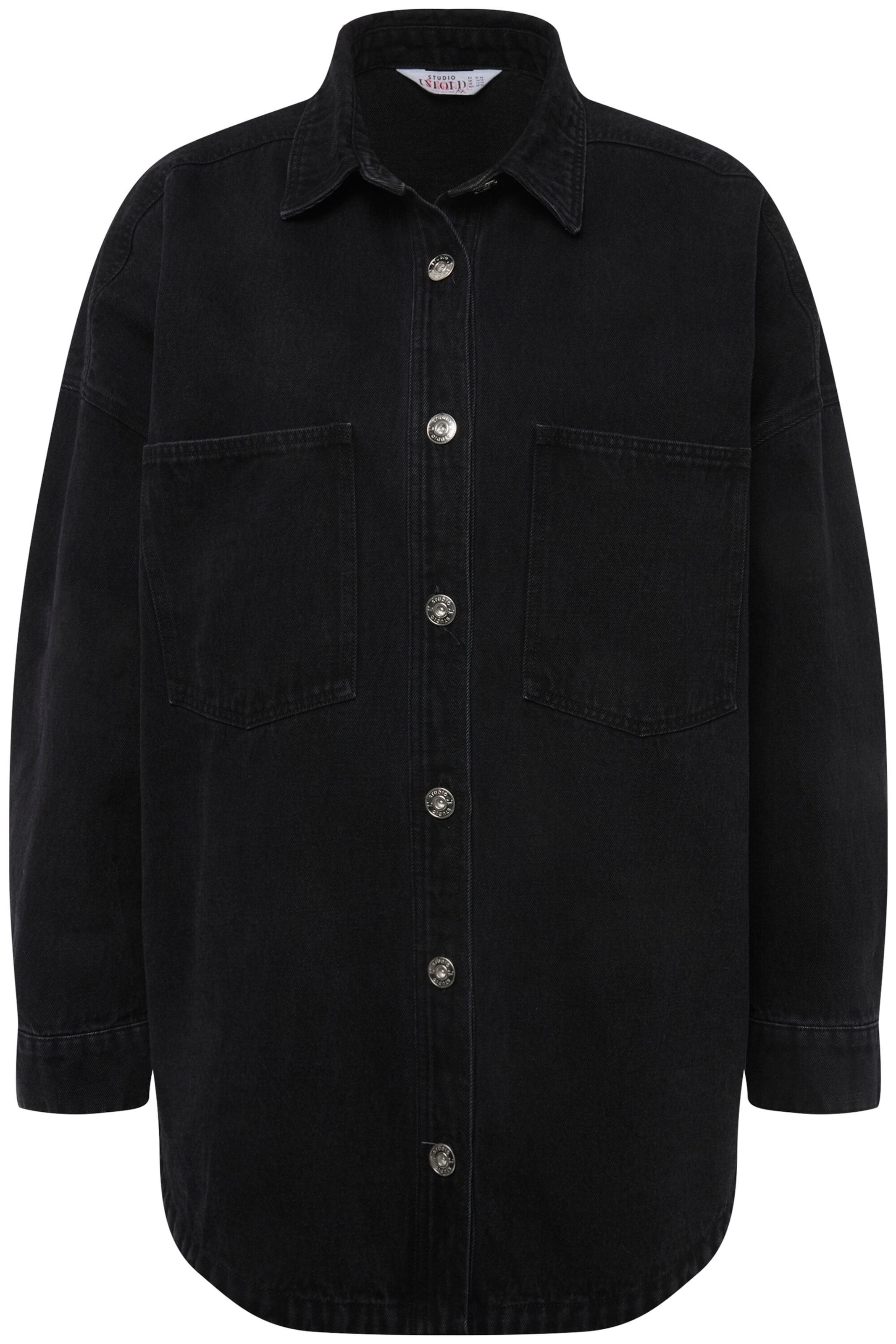 Studio Untold Comfort Fit Hemd in Schwarz: Vorderseite