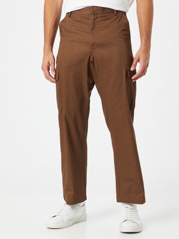 Loosefit Pantalon cargo 'Sami' ABOUT YOU en marron : devant