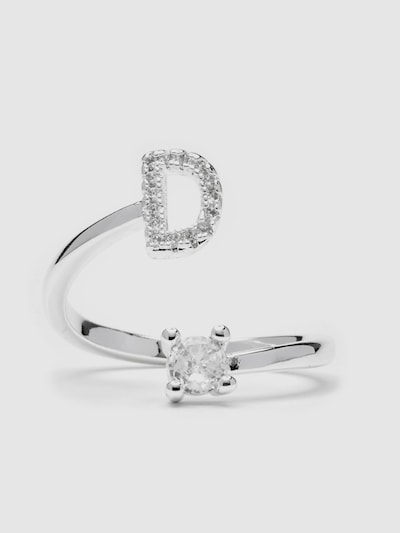 Luxenter Ring 'Alphabet D'‌‌‌ in silbergrau, Produktansicht