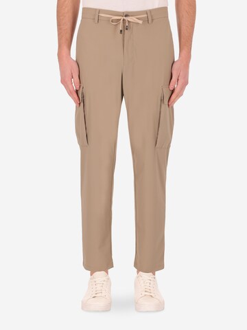 Distretto12 Tapered Cargobroek 'Active' in Beige: voorkant
