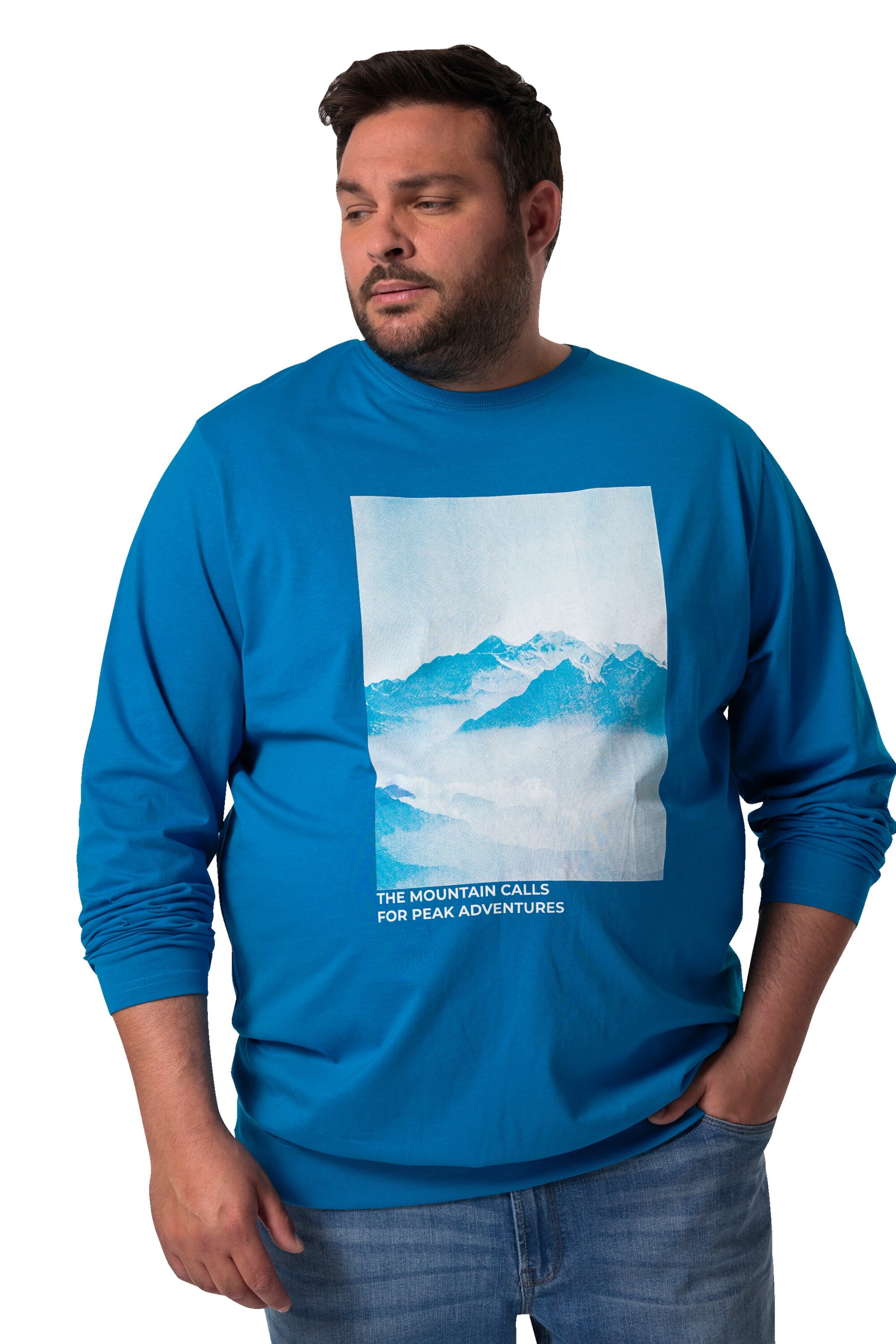 Men Plus Shirt in Blauw: voorkant