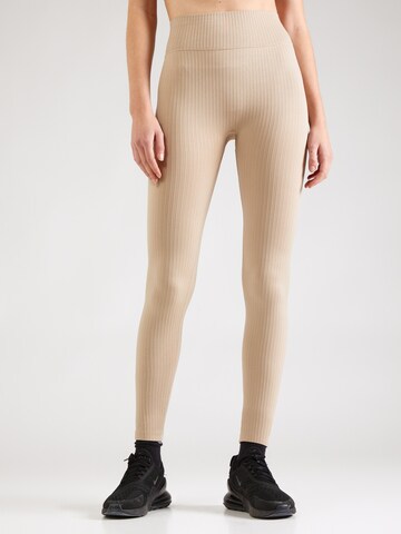 Skinny Pantalon de sport Hunkemöller en beige : devant