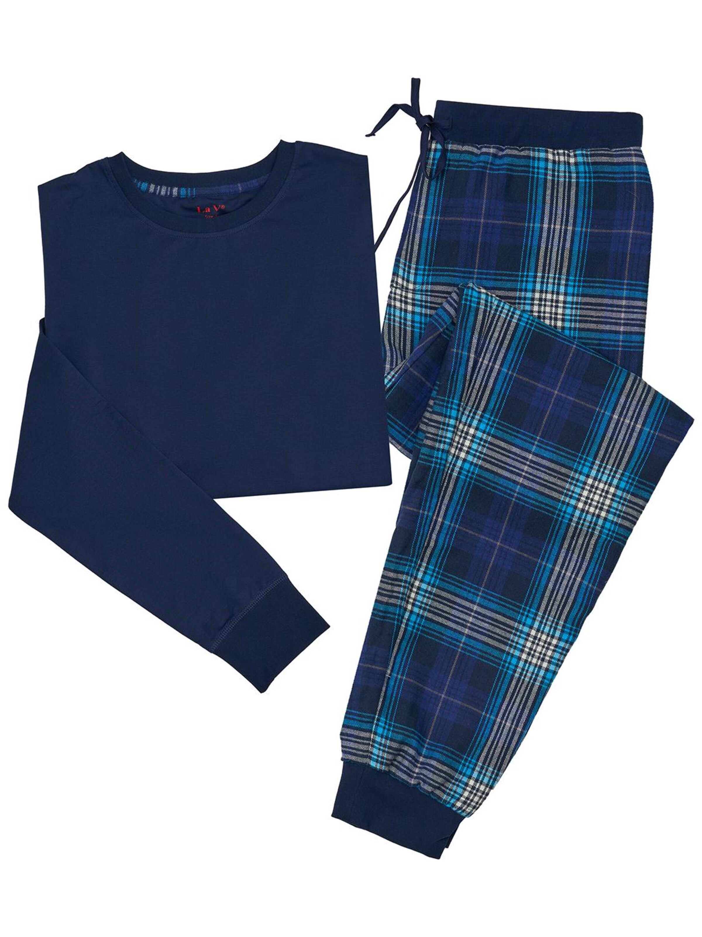 La V Pajamas long 'Basic 2' in Blue