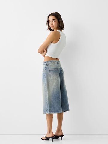 Bershka Wide Leg Shorts in Blau