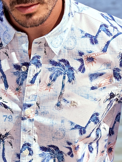 LERROS Button Up Shirt in Blue / Sky blue / Light orange / White, Item view