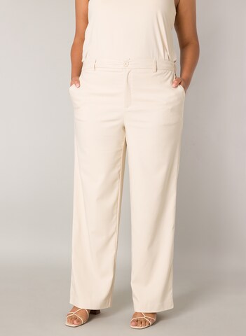 BASE LEVEL CURVY Wide leg Pants in Beige: front