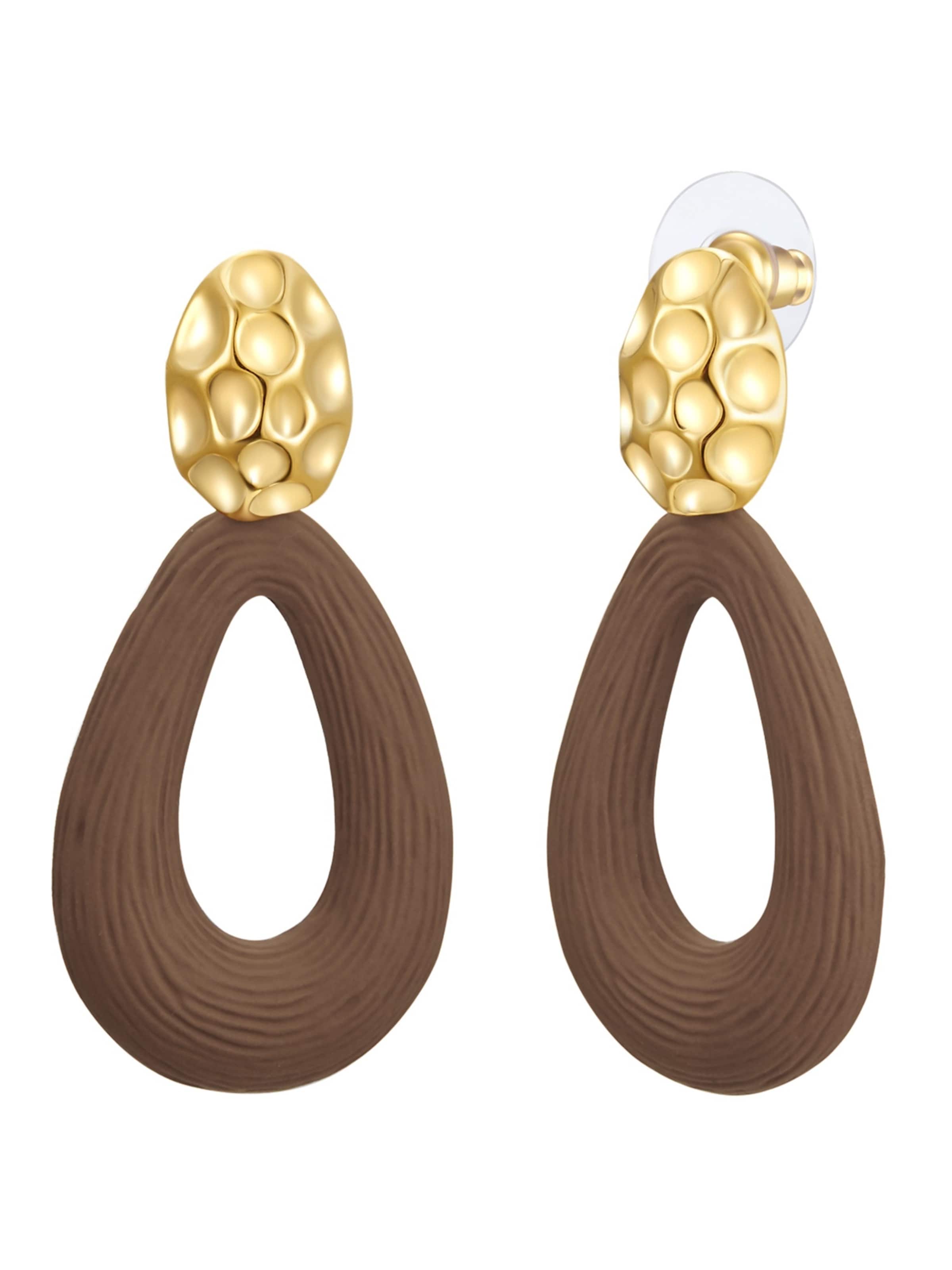 Lulu & Jane Earrings in Brown: front