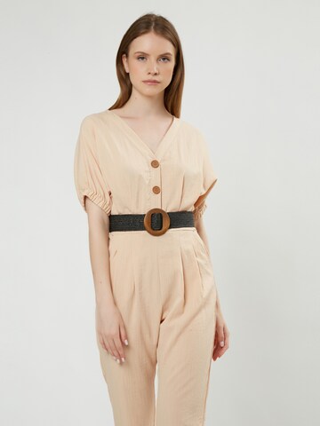 Influencer Jumpsuit i beige: framsida