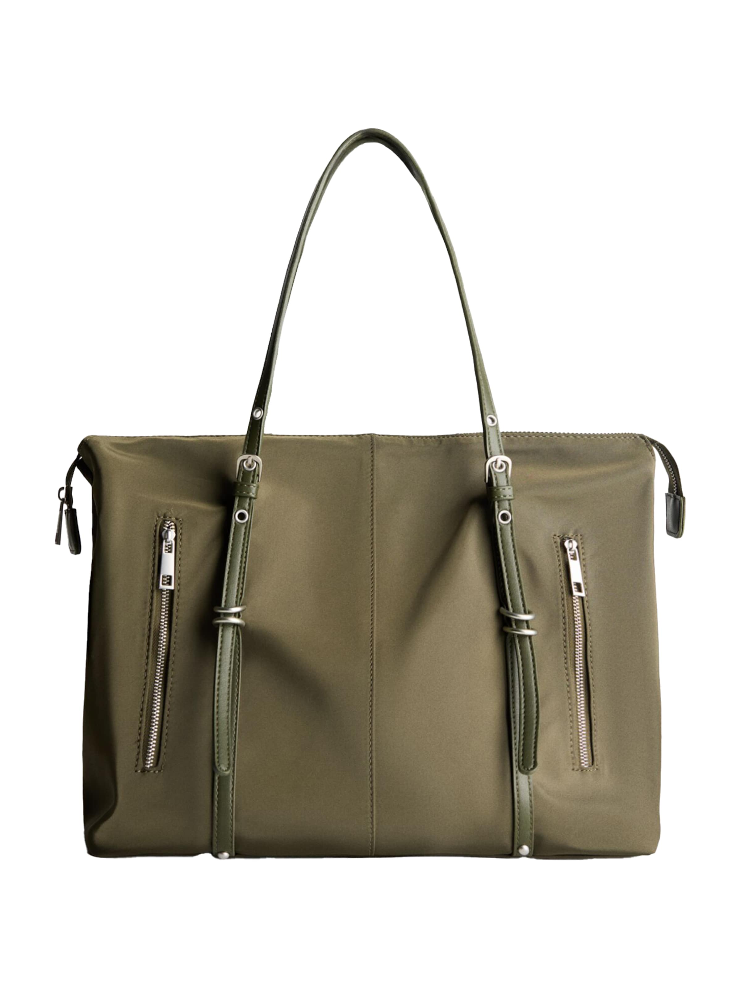 Bershka Чанта тип "Shopper" в зелено: отпред