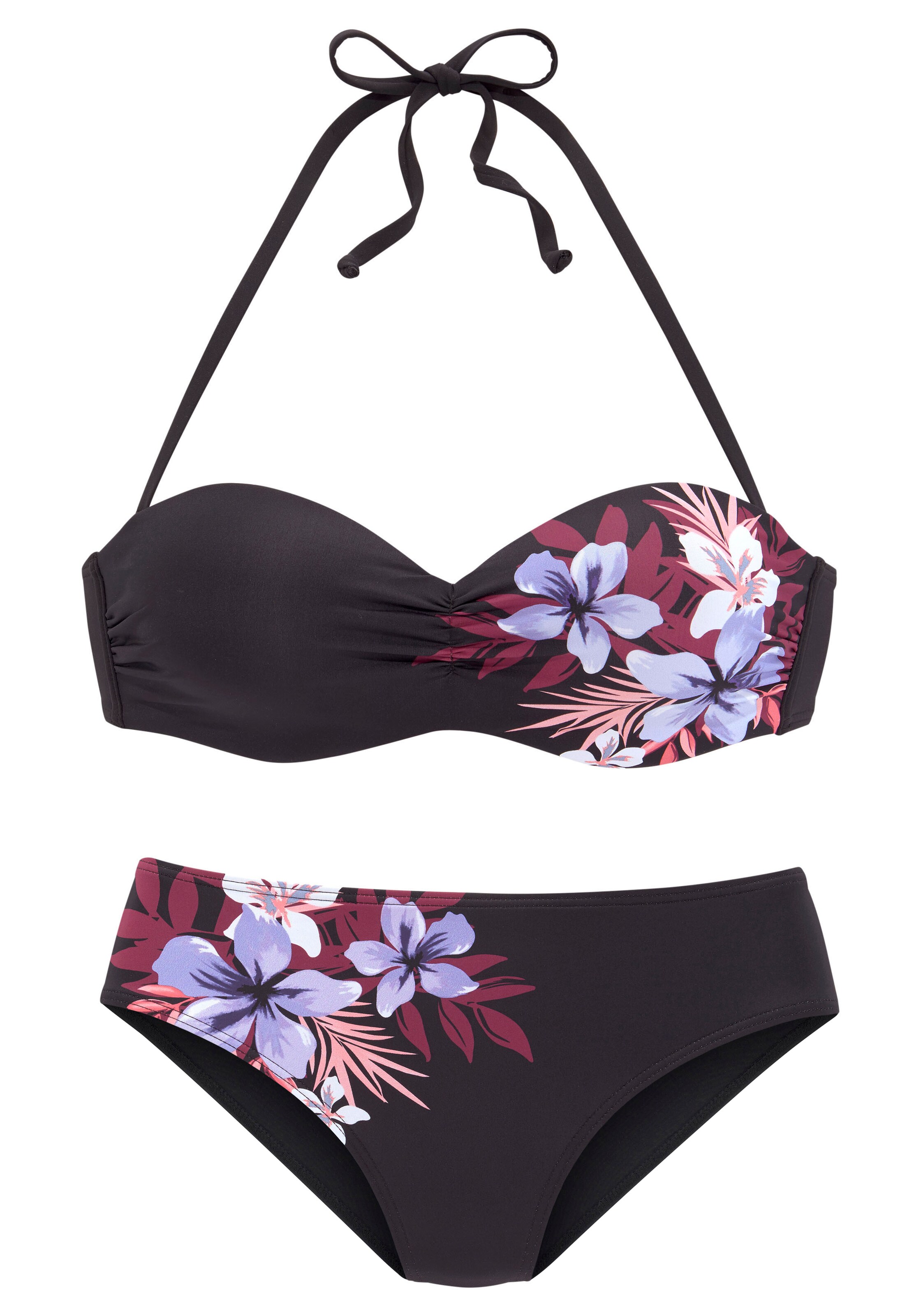 LASCANABandeau Bikini - crna boja: prednji dio