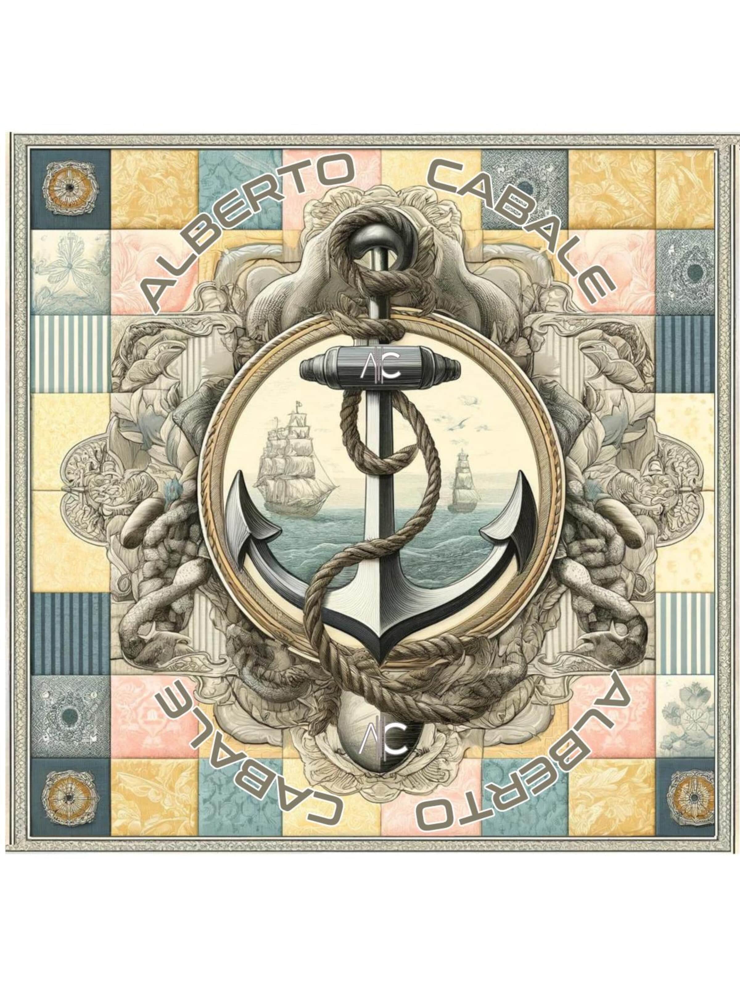 alberto cabale Halsduk 'Petit carré de soie Anchor Cléo' i blandade färger: framsida