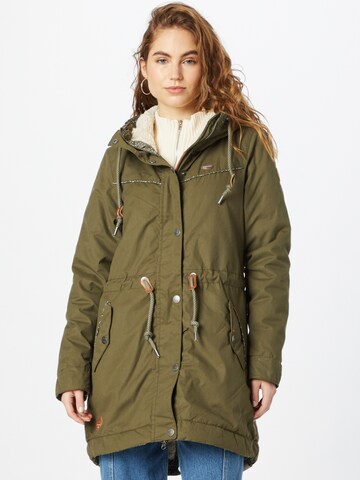 Ragwear Winter Parka 'Canny' in Green: front