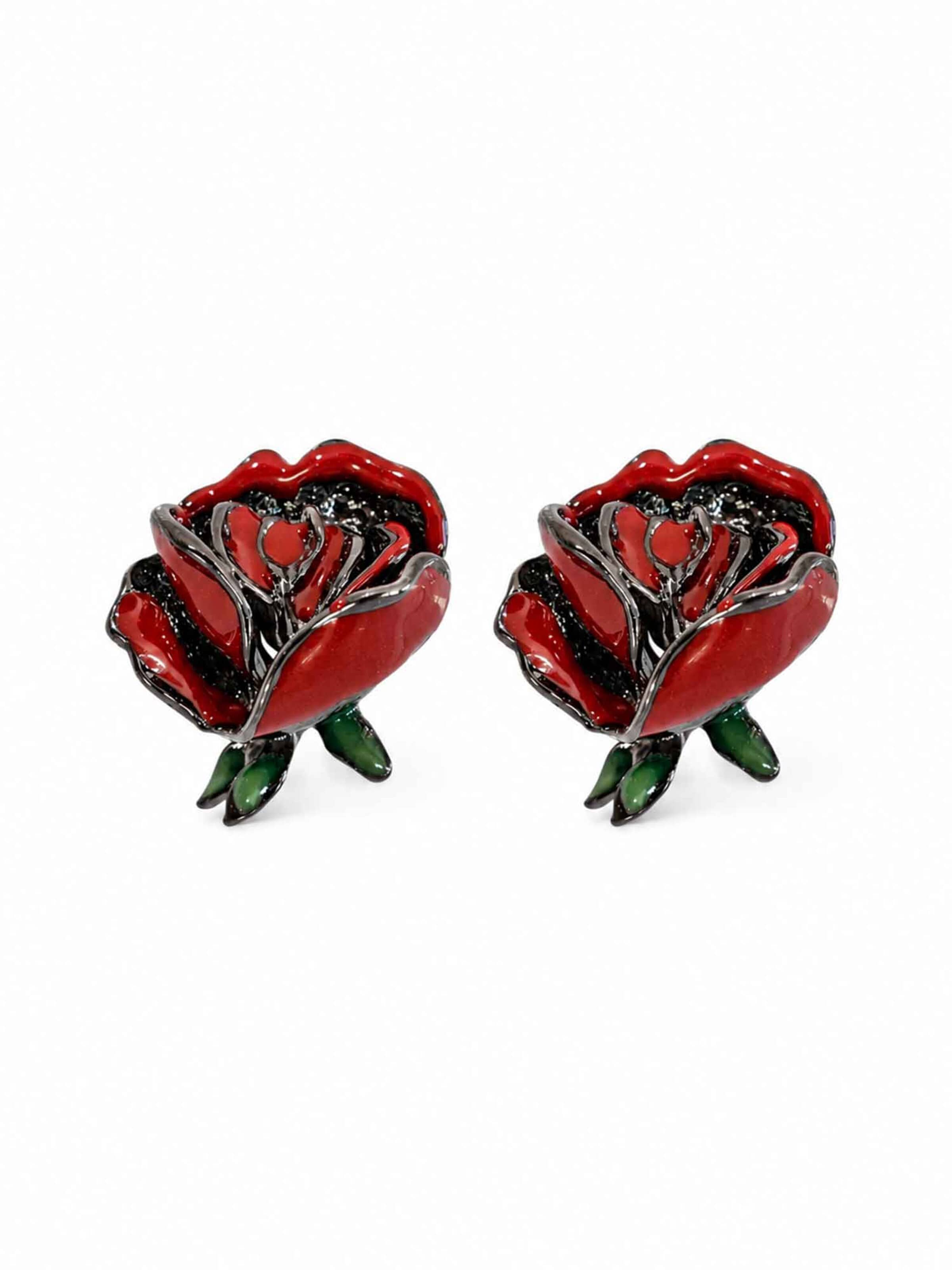 RteRmeNaušnice 'Rose Enamel Flower Earrings' - crvena boja: prednji dio