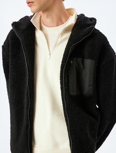 Koton Fleece jas in L in de kleur Zwart, Productweergave