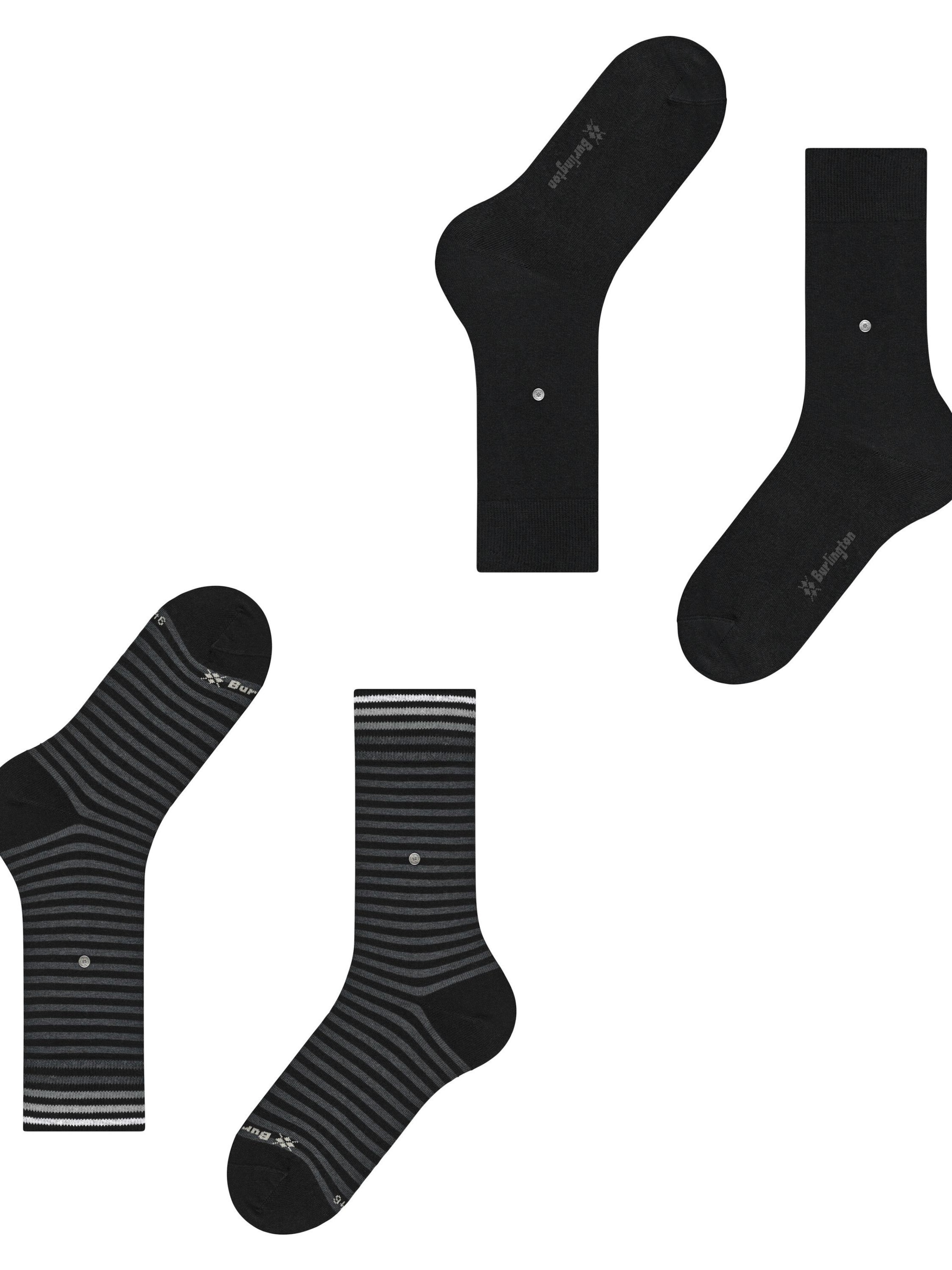 BURLINGTON Socks 'Everyday Stripe 2-Pack' in Black