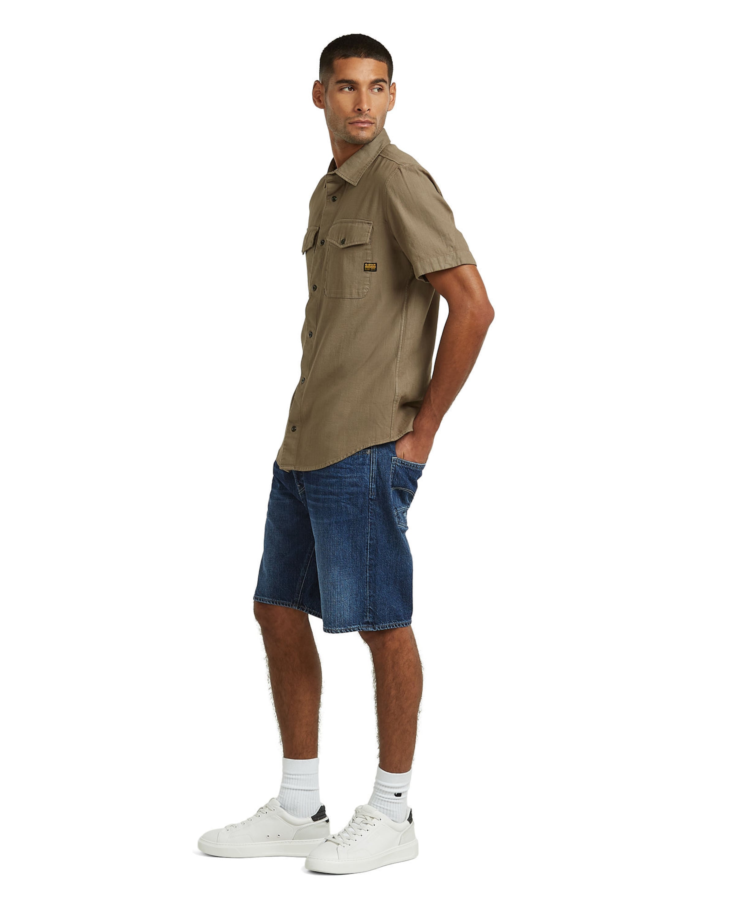 G-STAR Regular Broek 'Dakota Short Clean Edge ' in Blauw