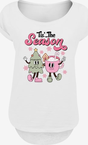 T-shirt 'Tis The Season Christmas Tree Cocoa' F4NT4STIC en blanc : devant