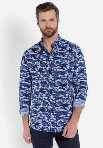 Coupe slim Chemise Steffen Klein en bleu : devant