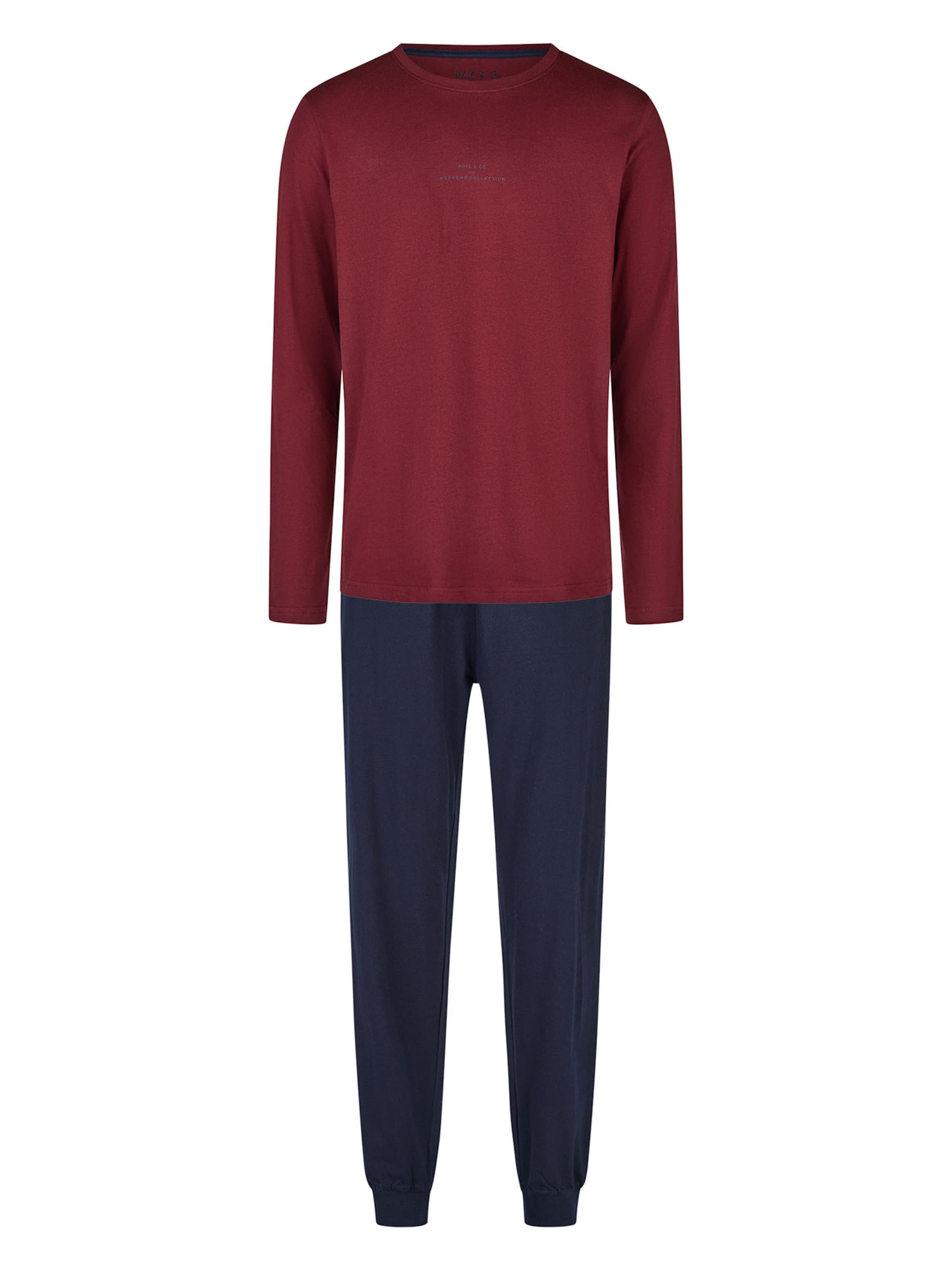 Phil & Co. Berlin Pyjama lang ' Weekend Collection ' in Rood: voorkant