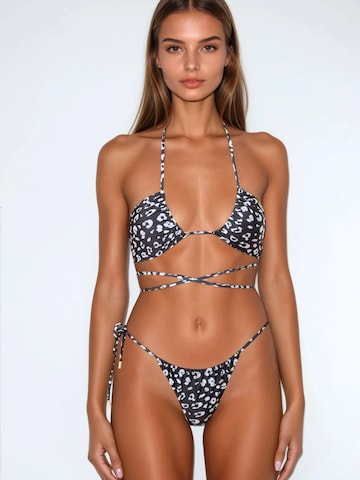 Flavia Valentini Triangel Bikini 'Roma Bikini Set - Black Leopard' in Zwart: voorkant