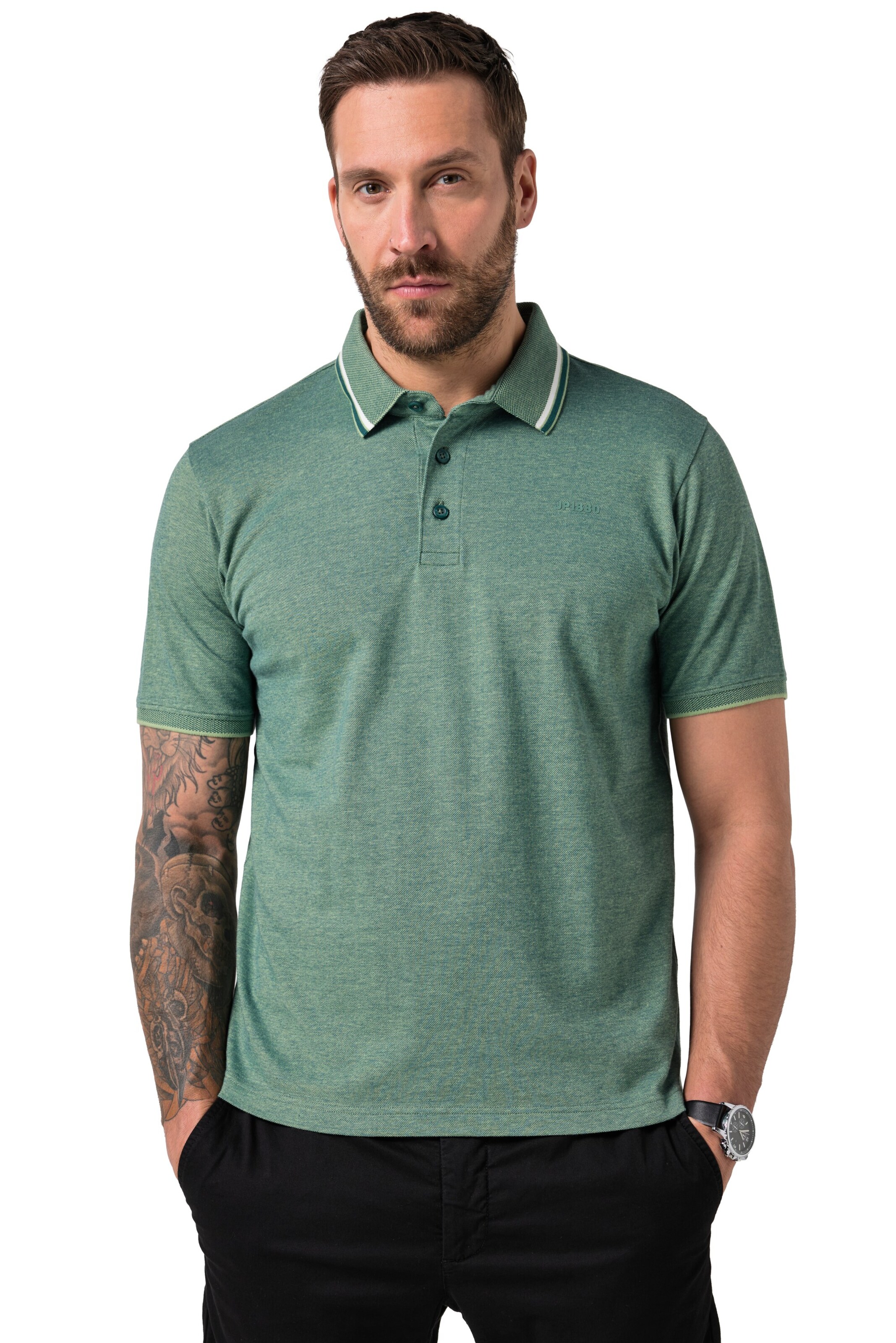 JP1880 Poloshirt in Grün: Vorderseite