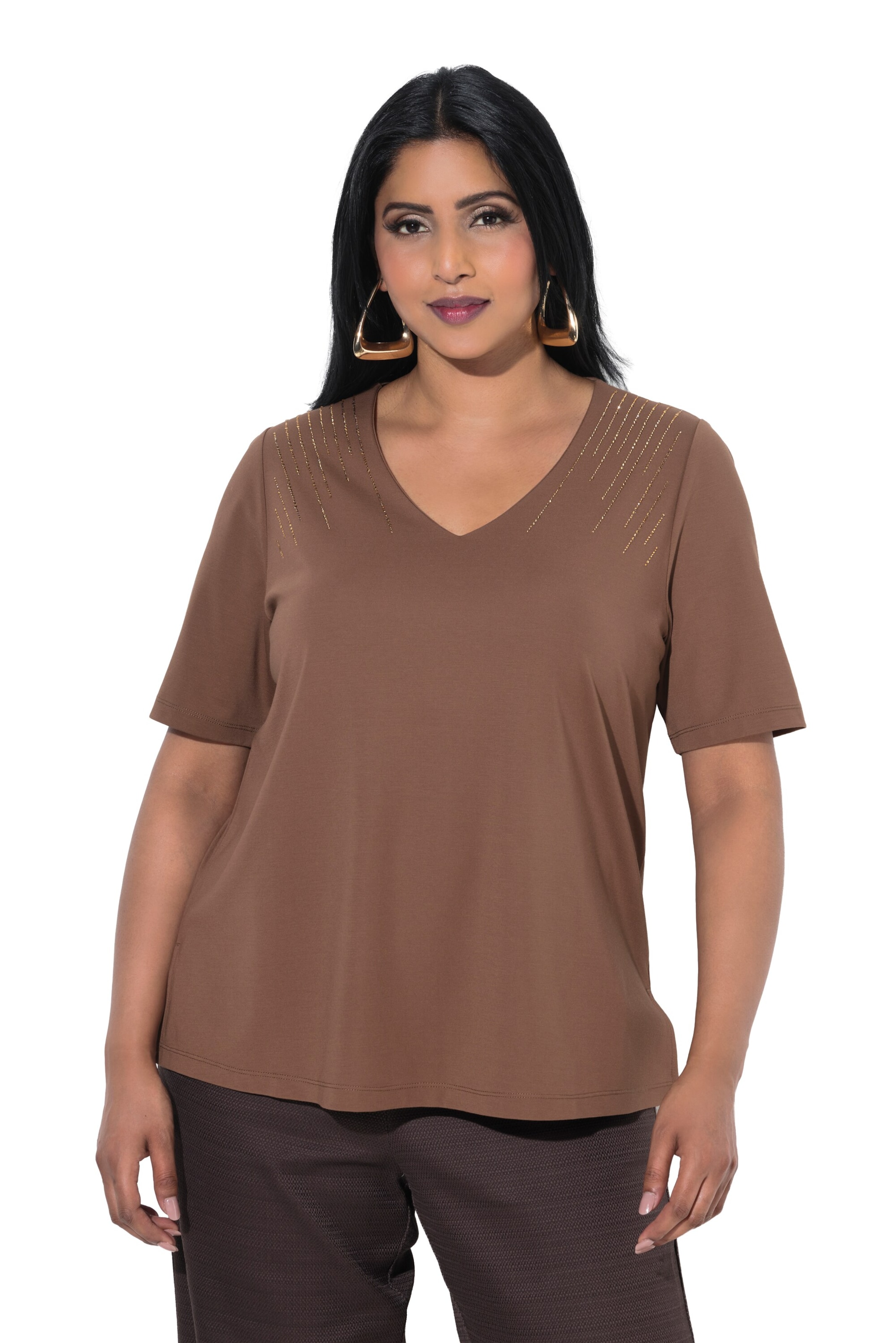 Ulla Popken Shirt in Bruin: voorkant