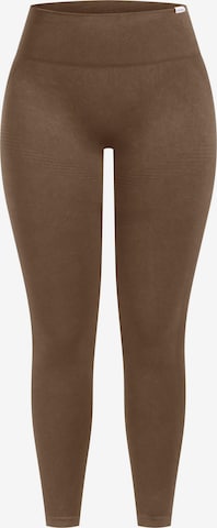 Coupe slim Leggings ' Yune ' Smilodox en marron : devant
