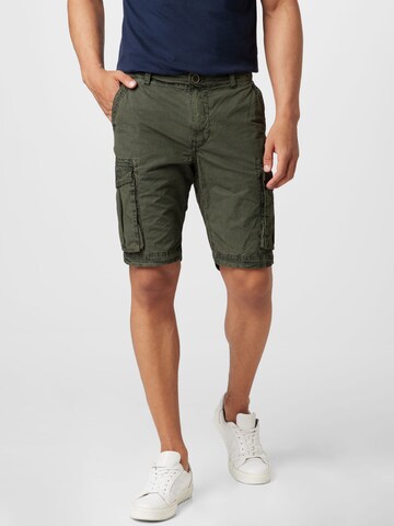 Petrol Industries Regular Cargo Pants in Green: front