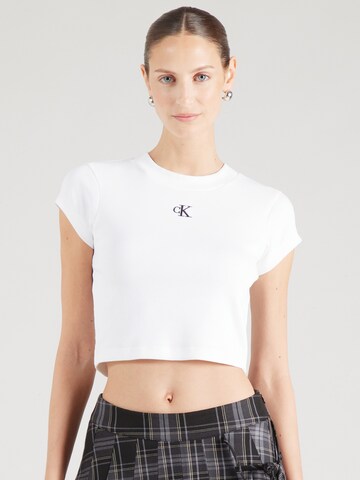 Calvin Klein Jeans regular Μπλουζάκι σε λευκό: μπροστά
