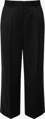 Ulla Popken Wide leg Pleated Pants in Black: front