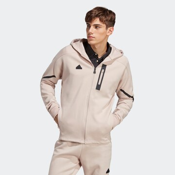 Veste de survêtement ADIDAS SPORTSWEAR en beige : devant