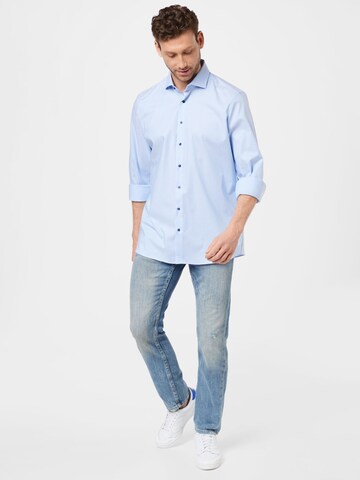 OLYMP - Ajuste estrecho Camisa en azul