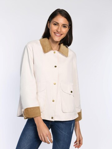 White Label by RoFa Between-Season Jacket 'Jacke aus gewachster Baumwolle mit Corddetails' in Beige: front