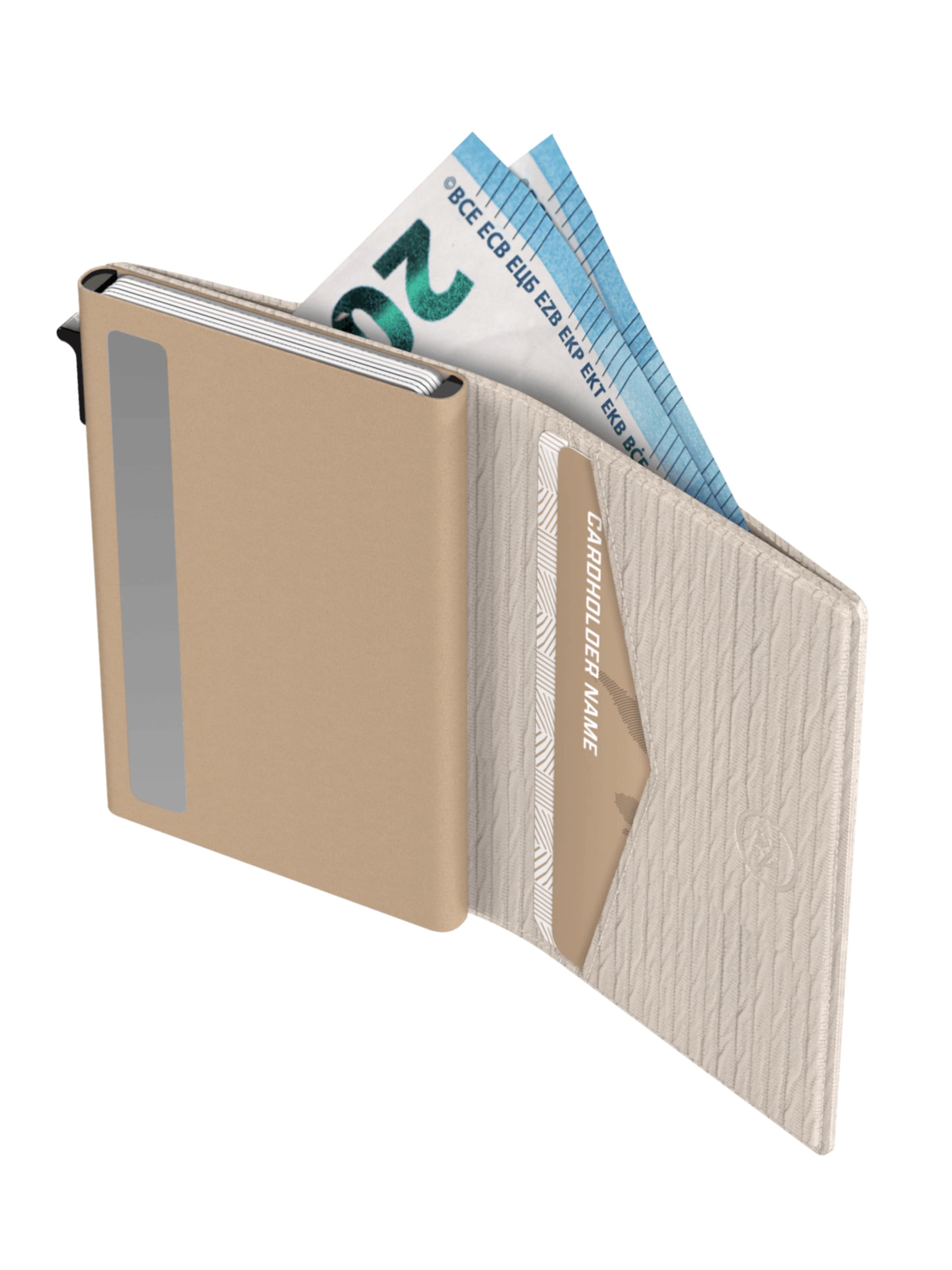Prowallet Portemonnee 'Pasjeshouder Slim Ripple' in Beige