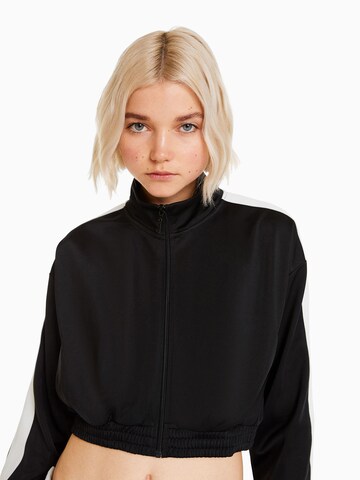 Bershka Zip-Up Hoodie in Black