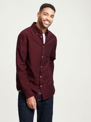 Cross Jeans Regular fit Button Up Shirt ' 35451 ' in Red: front